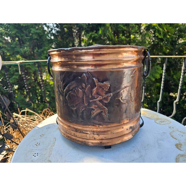 Black Art Deco Copper and Wood Container for Fireplace, 1940s For Sale - Image 8 of 8