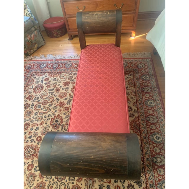 1970s 1970s Vintage Handmade Wooden Bench Seat With Cushion For Sale - Image 5 of 8