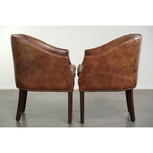 English Cognac Cowhide Leather Occasional Chairs, Set of 2 For Sale - Image 13 of 14