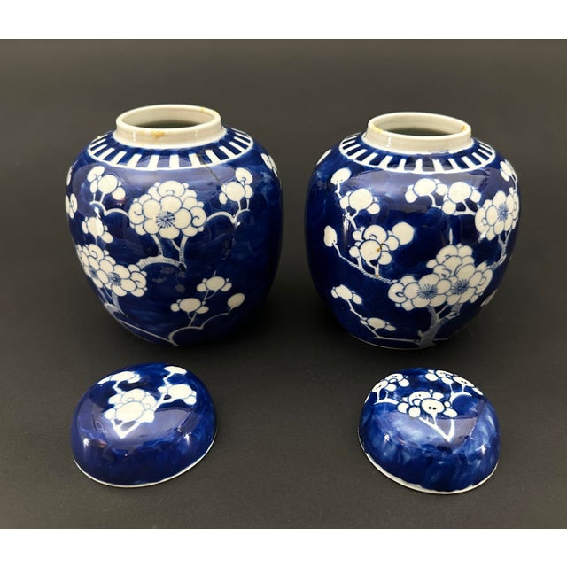 Chinese Pair of Chinese Ginger Jars For Sale - Image 3 of 5