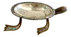 Los Castillo Large Mid Century Abalone and Copper Turtle