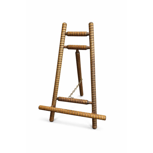 Transitional Vintage Turned Wood Tabletop Easel Display Stand – Sculptural Ring-Turned Wood – 1940s For Sale - Image 3 of 4