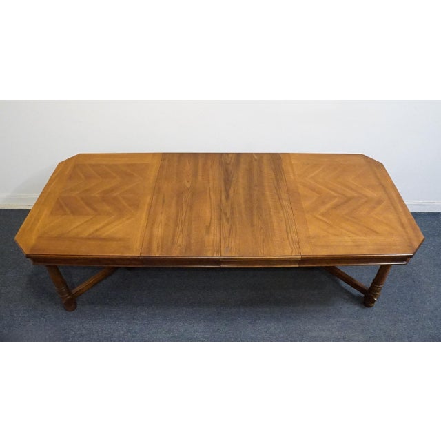 Late 20th Century High End Vintage Solid Oak Rustic European 100" Double Pedestal Dining Table 7080-40 For Sale - Image 5 of 11