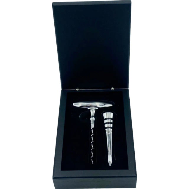 Contemporary Vintage Stainless Steel Corkscrew and Wine Bottle Stopper Set- 2 Pieces For Sale - Image 3 of 12