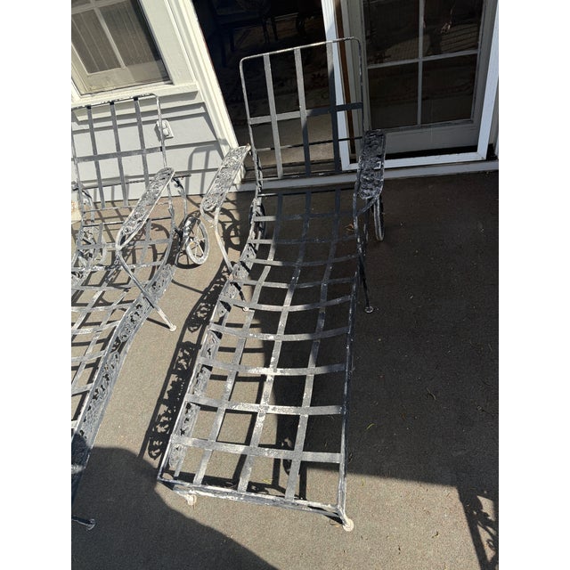 Pair of Vintage Molla Cast Aluminum Chaises from the 1940's in original condition