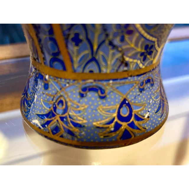 Vintage Blue and Gold Cloisonné Vases, 12 Inches Each - A Pair For Sale - Image 12 of 12