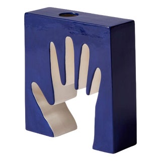 Blue and White Impronta Mano Vase by Luisa Parisi for Cassina For Sale