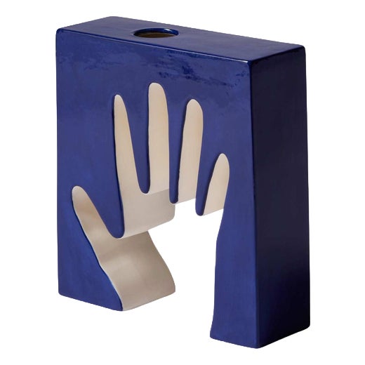 Blue and White Impronta Mano Vase by Luisa Parisi for Cassina For Sale