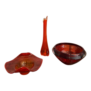Hollywood Regency Era Art Glass Decorative Object, S/3