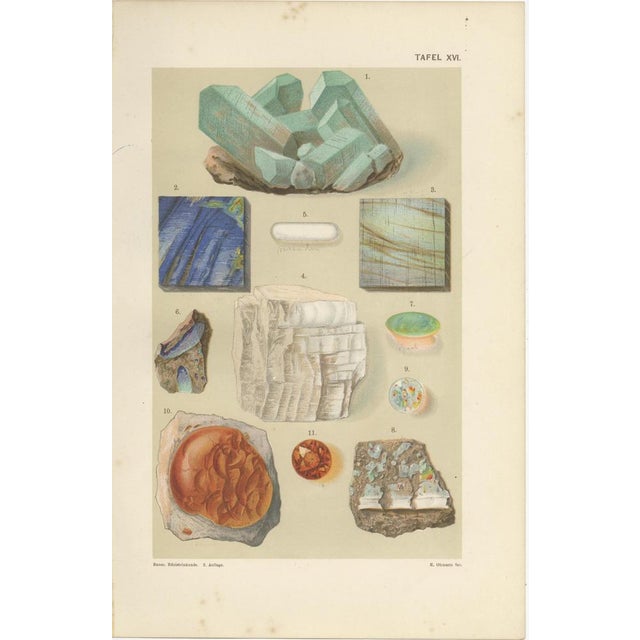 Antique Gemstone Prints with Blue and Green Minerals from Bauer, 1900s, Set of 4 For Sale - Image 6 of 10