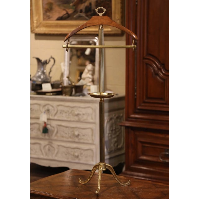 Early 20th Century French Brass and Walnut Gentleman’s Valet Stand For Sale - Image 4 of 6