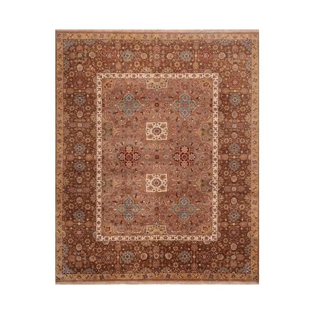 Textile Handwoven Mughal Style Area Rug 7’10” X 9’9″ For Sale - Image 7 of 7