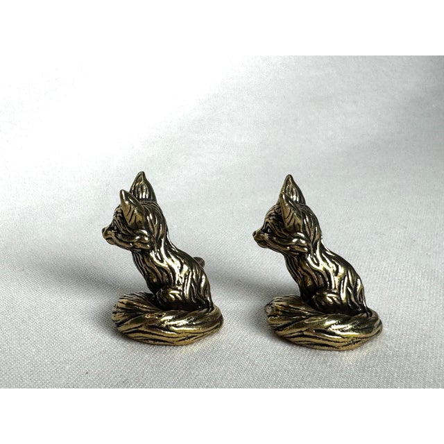 English Traditional Small Figurative Fox Solid Brass Cabinet Knobs, a Pair For Sale - Image 4 of 10