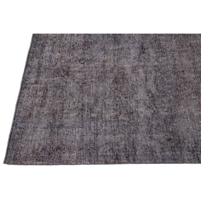 Vintage Persian Overdyed Handmade All-Over Gray Wool Rug For Sale - Image 4 of 11