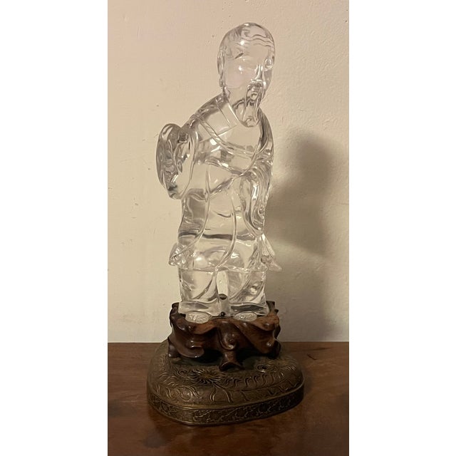 Antique Chinese Carved Rock Crystal Figure of an Immortal For Sale - Image 15 of 18