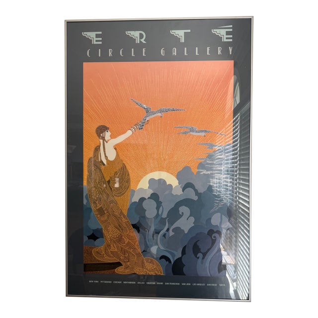 Vintage 1983 Erté "Wings of Victory" Circle Gallery Exhibition Poster - Framed For Sale