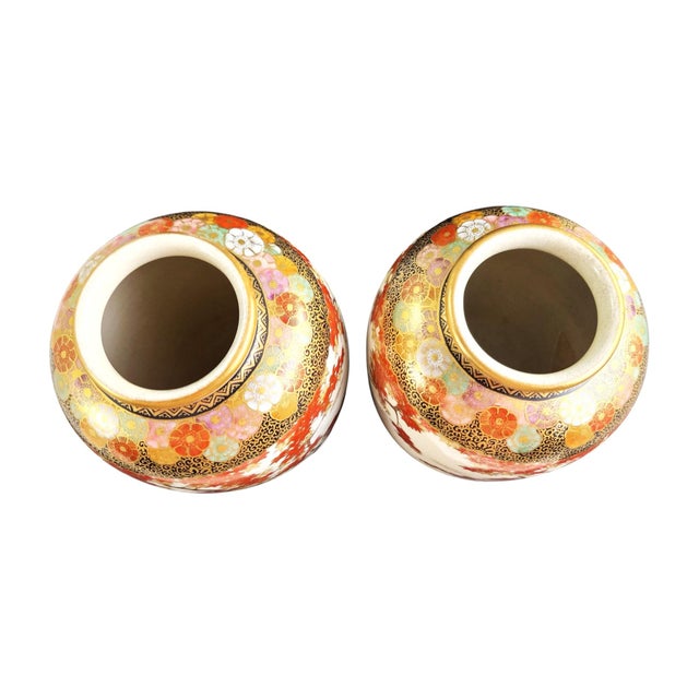 Gold Large Late Meiji Satsuma Vases by Maruni, Set of 2 For Sale - Image 8 of 16