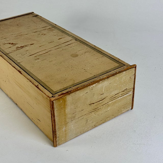 Antique 19th C American Painted Country Wall Box With Ornate Scrolled Pediment Top For Sale - Image 9 of 9