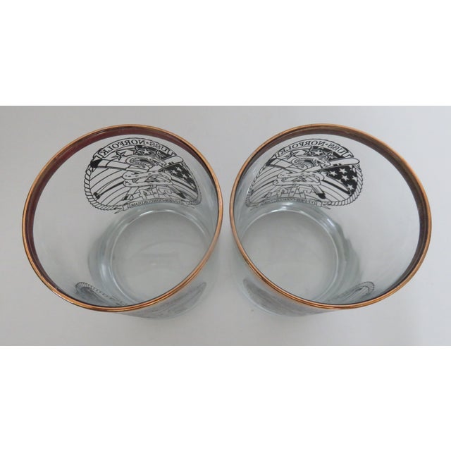 Glass Vintage Naval Uss Norfolk (Ssn-714) Cocktail Whiskey Glass - a Pair For Sale - Image 7 of 10