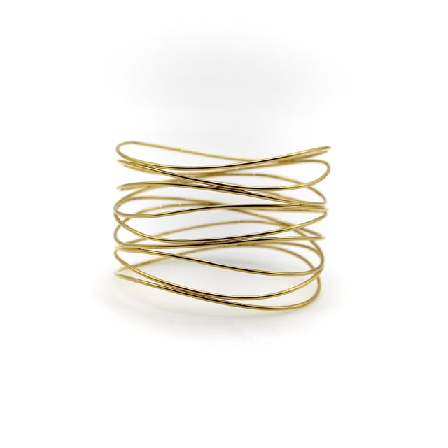 1990s 1990s 18k Gold Tiffany & Co. Elsa Peretti Nine-Row Wave Bracelet For Sale - Image 5 of 11