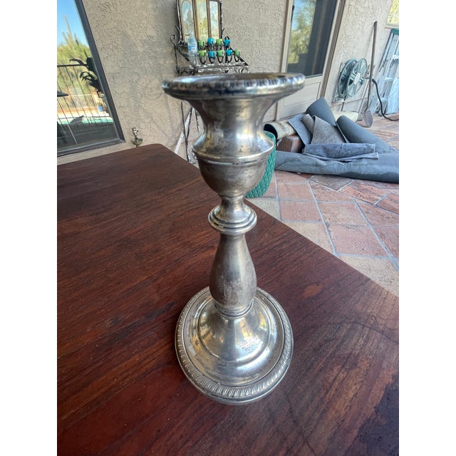 Antique Sterling Silver Candelabra Three Piece Stamped For Sale In Santa Fe - Image 6 of 7