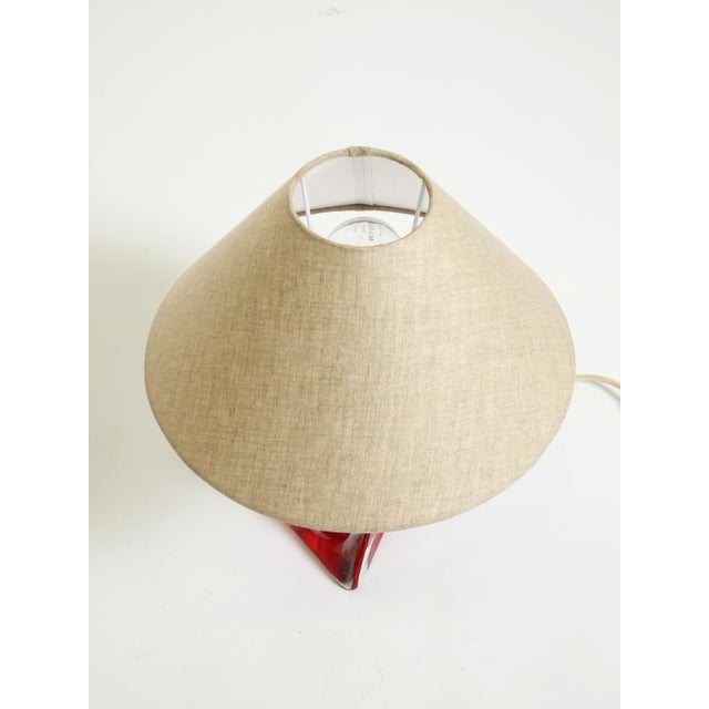 Metal Mid-Century Modern Table Lamp with Crystal Glass in Red and Transparent, 1960s For Sale - Image 7 of 18