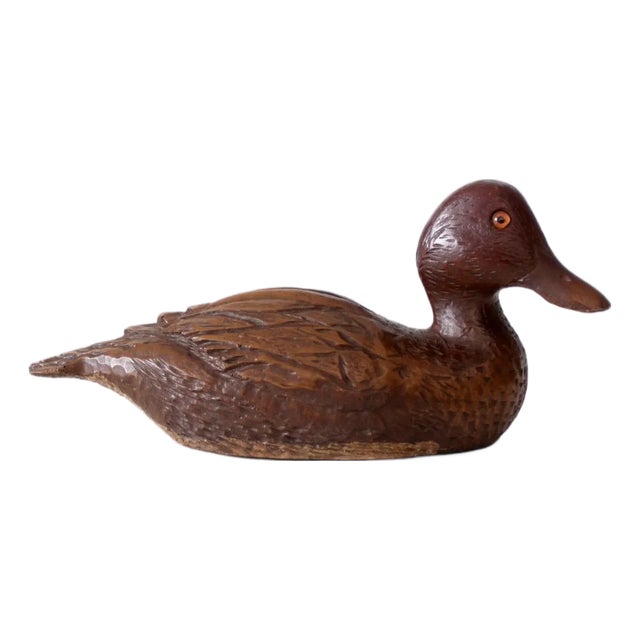 Vintage Carved Wood Duck For Sale