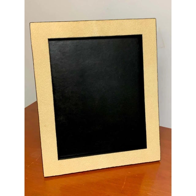 Late 20th Century French Modern Shagreen & Calfskin Leather Frame, Blanc For Sale In West Palm - Image 6 of 7