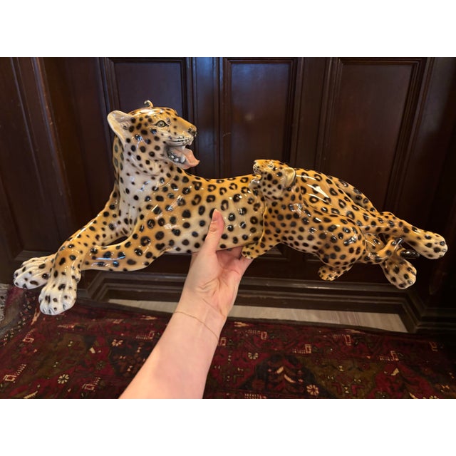 Vintage Ronzan Italian Ceramic Leopard & Cub Sculpture – Model 3/755 [Cm] For Sale - Image 9 of 9