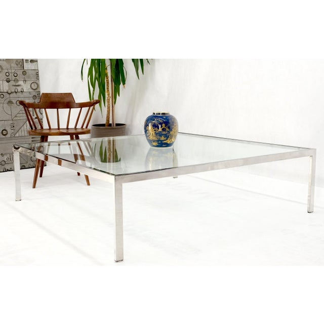Mid Century Modern Large Oversize Square Chrome Stainless Steel Coffee Table For Sale - Image 6 of 10