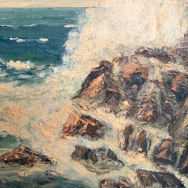 Mid 20th Century Mid-20th Century American Seascape Oil Painting For Sale - Image 5 of 13