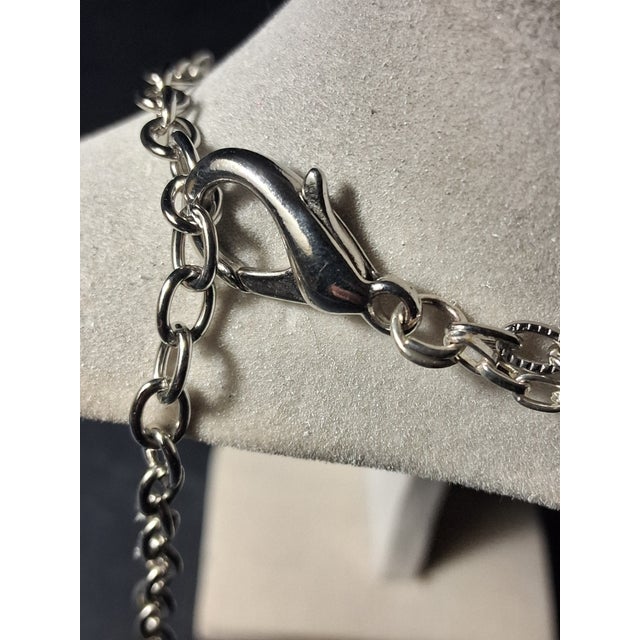 Modern Silver Tone Statement Necklace For Sale - Image 3 of 15