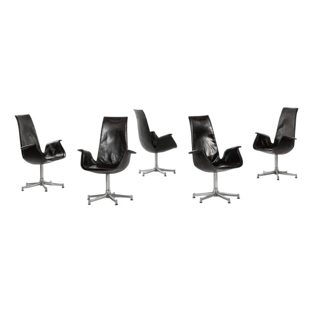 Armchairs in Leather and Steel Frame attributed to Preben Fabricius & Jørgen Kastholm, 1969 For Sale