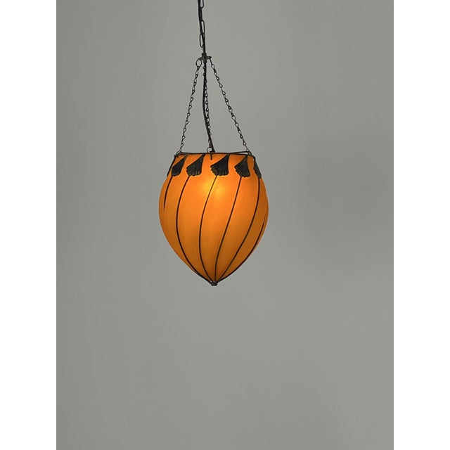 Orange Orange Murano Glass Pendant Lamps, 1980s, Set of 2 For Sale - Image 8 of 11