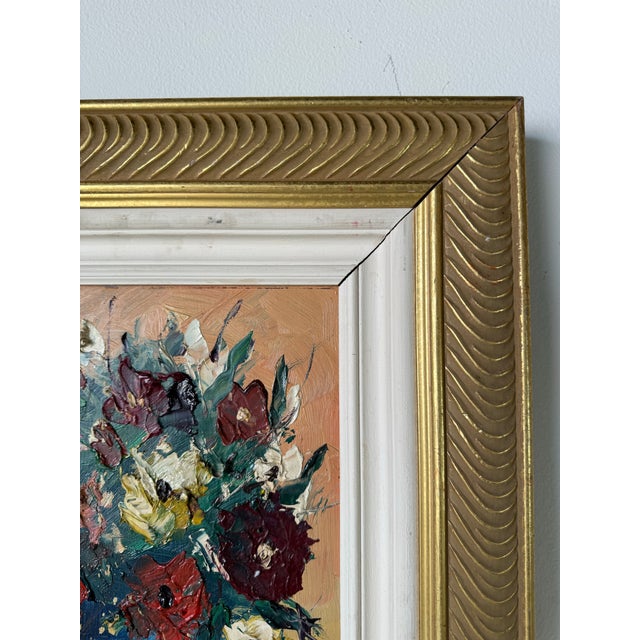 Wood 1996 Raffaele Gorina Heavy Impasto Floral Still Life Oil Painting, Framed For Sale - Image 7 of 12