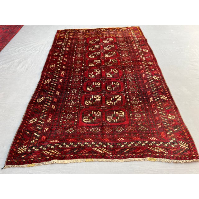 Vintage Afghan Ersari Turkmen Bokhara Gul Rug - 6'7" X 4'1" For Sale - Image 4 of 12