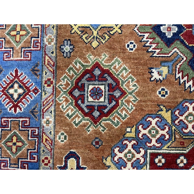 Rust and Blue Kazak Wool Rug With Center Medallion, 4'11" X 7'1" For Sale - Image 13 of 16
