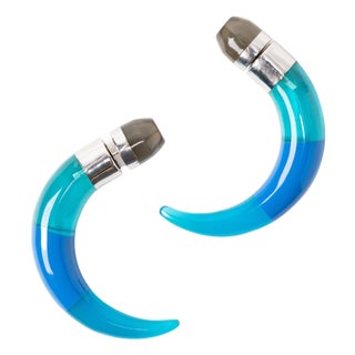 Miriam Salat Translucent Tribal Earrings in Resin & Sterling Silver For Sale