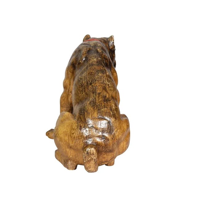 Painted and Carved Wood Bulldog For Sale In Boston - Image 6 of 11