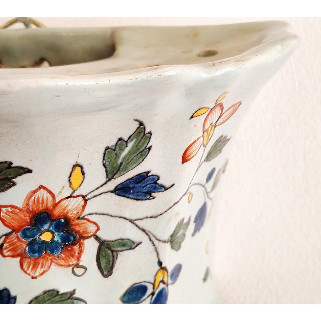 18th Century Faience Wall Pocket Flower Pot from Rouen, France For Sale - Image 6 of 10