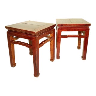 Antique Circa 1800-1849 Chinese Ming Bench/End Tables- a Pair For Sale