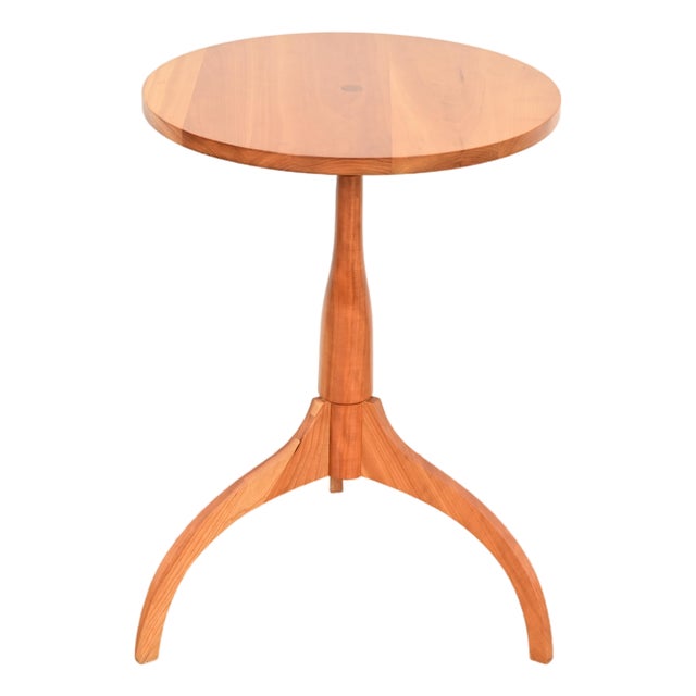 Harden Furniture Arts and Crafts Shaker Solid Cherry Wood Pedestal Occasional Side Table or Drinks Table For Sale