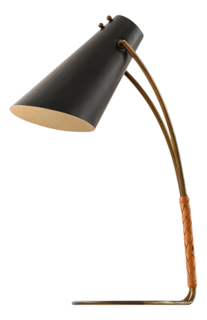 Table Lamp in Brass with Leather and Metal by Svend Aage Holm Sørensen, 1950s