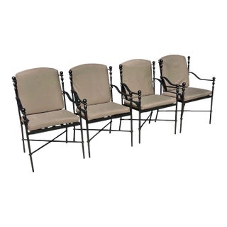 Set of Four Michael Taylor “Montecito” Outdoor Dining Chairs W/ New Raincovers For Sale