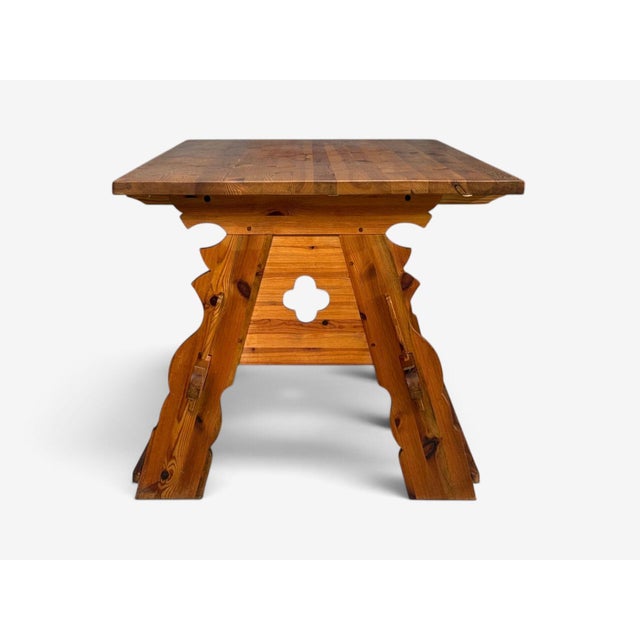 Swedish Modern, Trestle Dining Table, Carved Pine, Sweden, 1950s For Sale - Image 12 of 13
