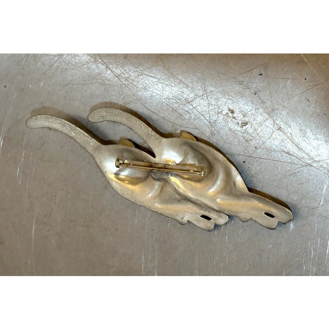 Metal Maurice Millere Large Pewter Cat Brooch For Sale - Image 7 of 7