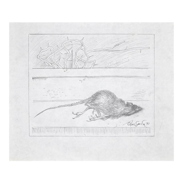Leo Guida, Dead Rat, Pencil Drawing, 1971 For Sale