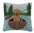 Contemporary Golden Lab Canoeing Hook Pillow, 16" x 16" For Sale - Image 3 of 3