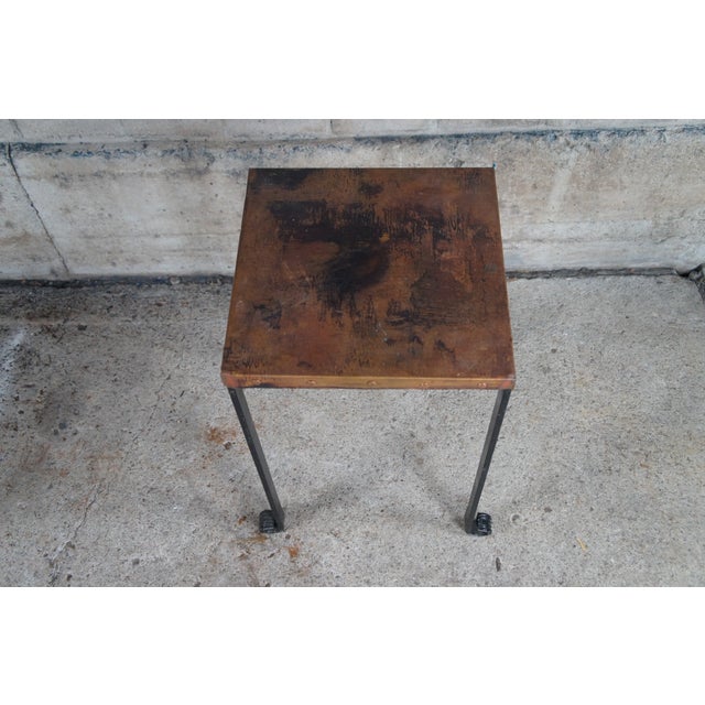Mid Century Copper & Iron Modern Side Table Plant Sculpture Stand For Sale - Image 9 of 12