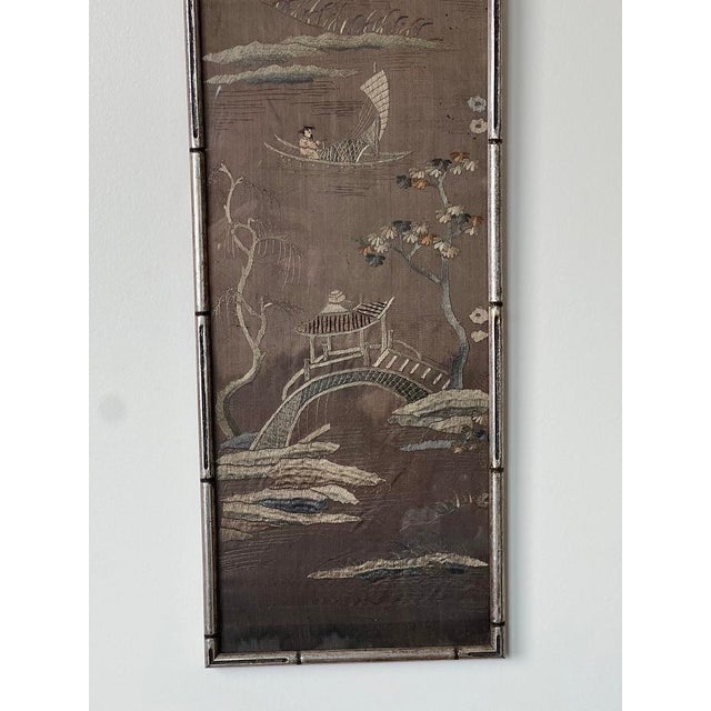 Chinese Antique Chinese Embroidered Panel on Silk C. Late 19th Century For Sale - Image 3 of 6